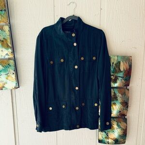 Lane Bryant Black Utility Jacket with Gold Buttons